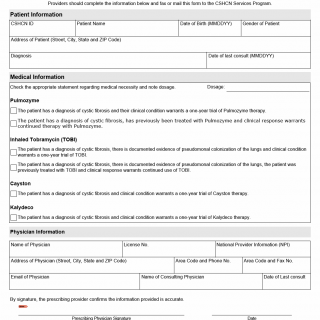 TX HHS Form 1143. Cystic Fibrosis Treatment Agents Prior Authorization Request (CSHCN) TX HHS Form 1143. Cystic Fibrosis Treatment Agents Prior Authorization Request (CSHCN)