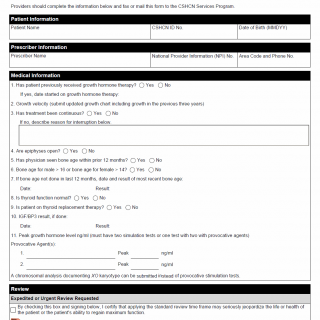 TX HHS Form 1327. Biosynthetic Growth Hormone Agents Prior Authorization Request (CSHCN)
