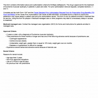 TX HHS Form 1347. Emflaza Prior Authorization Request TX HHS Form 1347. Emflaza Prior Authorization Request