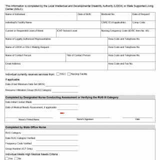 TX HHS Form 1570. ICF Request for Medical Need Assessment or Verification of RUG-III Category