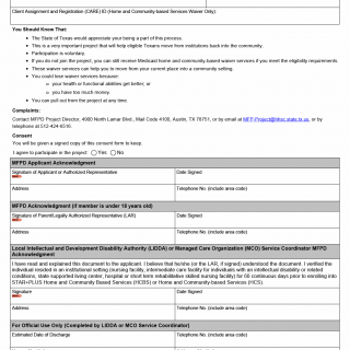 TX HHS Form 1580. Texas Money Follows the Person Demonstration (MFPD) Project Informed Consent for Participation TX HHS Form 1580. Texas Money Follows the Person Demonstration (MFPD) Project Informed Consent for Participation