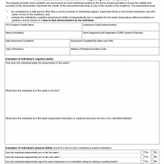 TX HHS Form 1594. Individualized Skills Assessment for Regulating Water Temperature