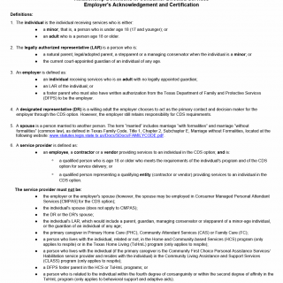 TX HHS Form 1726. Relationship Definitions For Consumer-Directed Services