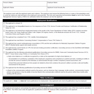 TX HHS Form 1729. Applicant Verification for Employees