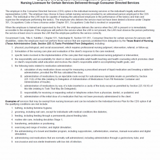 TX HHS Form 1733. Employer and Employee Acknowledgement of Exemption from Nursing Licensure for Certain Services Delivered through Consumer Directed Services