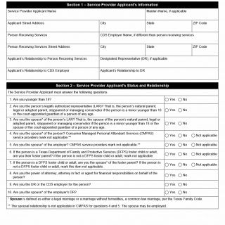 TX HHS Form 1734. Service Provider and Employer Certification of Relationship Status for CDS TX HHS Form 1734. Service Provider and Employer Certification of Relationship Status for CDS