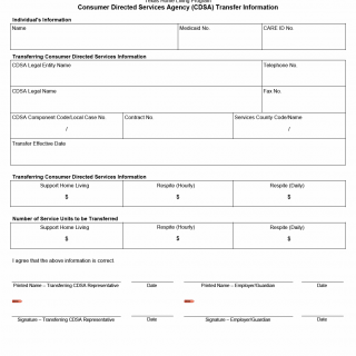 TX HHS Form 1743. Transfer Information TxHLP