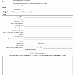 TX HHS Form 2003. Enforcement Interoffice Memorandum