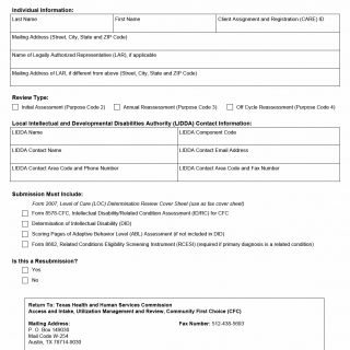 TX HHS Form 2007. Level of Care (LOC) Determination Review Cover Sheet