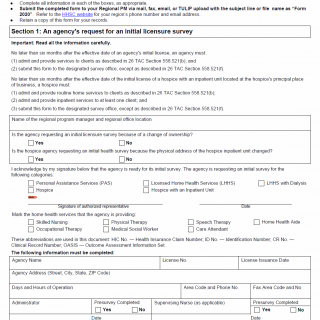 TX HHS Form 2020. Notification of Readiness for Initial Survey