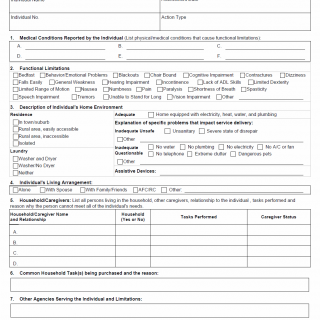 TX HHS Form 2059-W. Summary of Individual's Need for Service Worksheet