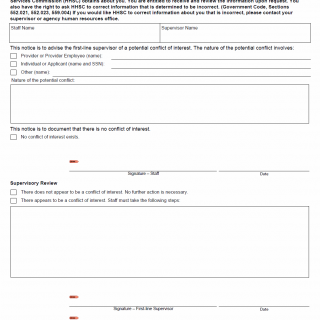 TX HHS Form 2115. Conflict of Interest Notification