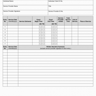 TX HHS Form 2122. Service Delivery Log with Written Narrative/Written Summary