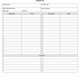 TX HHS Form 2151. Sample List