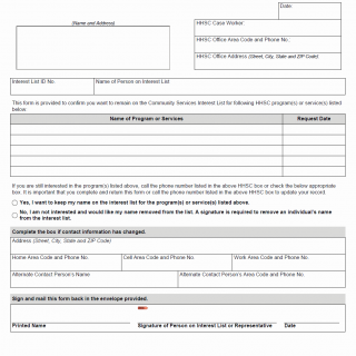 TX HHS Form 2247. Interest List Contact Notification