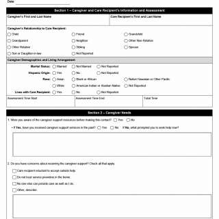 TX HHS Form 2273. Caregiver Assessment