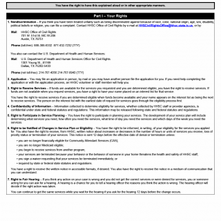 TX HHS Form 2307. Rights and Responsibilities