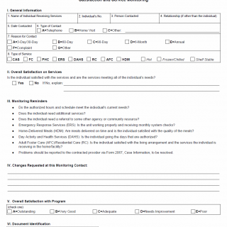 TX HHS Form 2314. Satisfaction and Service Monitoring