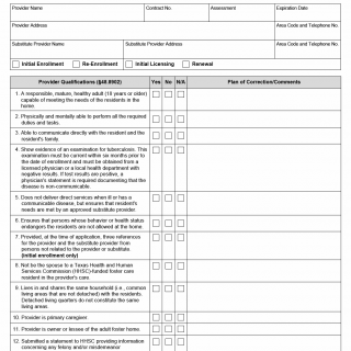 TX HHS Form 2323. Assessment of Provider and Adult Foster Care Home TX HHS Form 2323. Assessment of Provider and Adult Foster Care Home