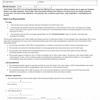 TX HHS Form 2327. Individual or Member and Provider Agreement