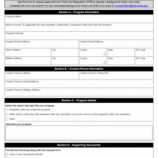 TX HHS Form 2390. Background Check Only Entity Request вЂ“ Child Care Regulation