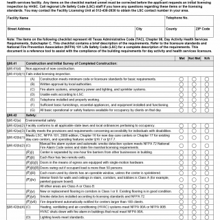 TX HHS Form 2394. Adult Day Care Facility Initial Life Safety Code Checklist