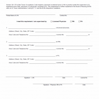 TX HHS Form 2404. Documentation of Licensed Vocational Nurse Required Supervision