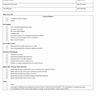 TX HHS Form 2419. Community Services Interest List (CSIL) Closure Communication