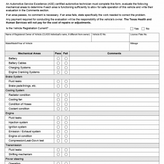TX HHS Form 2432. CLASS and DBMD Children Program Vehicle Evaluation