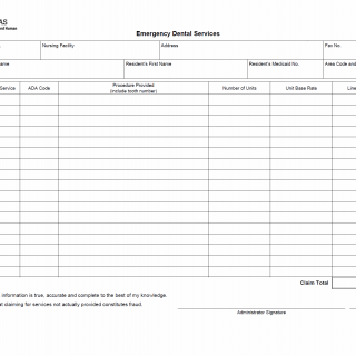 TX HHS Form 2463. Emergency Dental Services