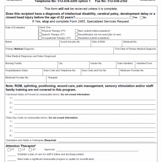 TX HHS Form 2464. Rehabilitative Services Request