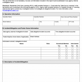 TX HHS Form 2906. Child Placing Agency Internal Investigation Report