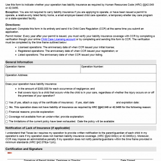 TX HHS Form 2962. Verification of Liability Insurance TX HHS Form 2962. Verification of Liability Insurance