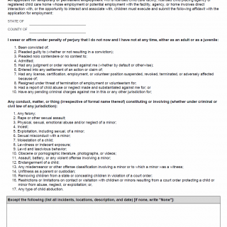 TX HHS Form 2985. Affidavit for Applicants for Employment with a Licensed Operation or Registered Child-Care Home