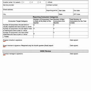 TX HHS Form 3002. Quarterly Performance Report