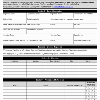 TX HHS Form 3015. Application for a Child Care Administrator License or a Child-Placing Agency Administrator License