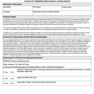 TX HHS Form 3021. Consent for Eligibility Determination and Enrollment