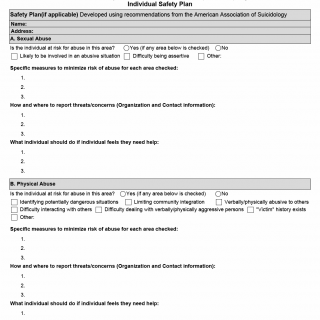 TX HHS Form 3025. Individual Safety Plan