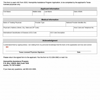 TX HHS Form 3032. Hemophilia Assistance Program (HAP) Physical Assessment