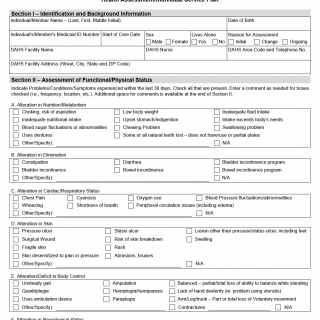 TX HHS Form 3050. DAHS Health Assessment or Individual Service Plan