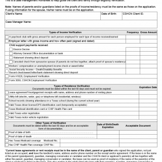 TX HHS Form 3058. CSHCN Regional Verification Worksheet