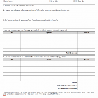 TX HHS Form 3063. CSHCN Statement of Self-Employment Income TX HHS Form 3063. CSHCN Statement of Self-Employment Income