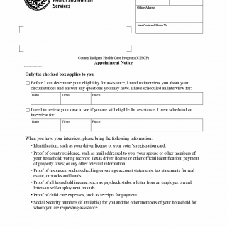 TX HHS Form 3067. Appointment Notice