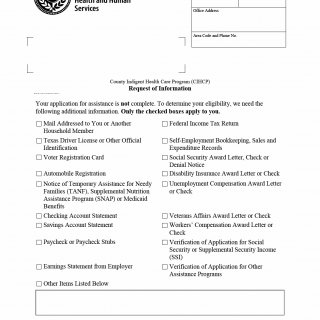 TX HHS Form 3068. Request for Information