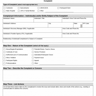 TX HHS Form 3089. HCBS-AMH Complaint