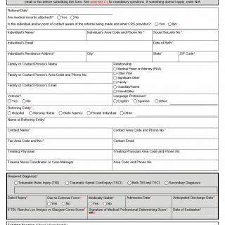 TX HHS Form 3106. Comprehensive Rehabilitation Services Referral