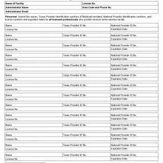 TX HHS Form 3201. Abortion Facility License Renewal Addendum