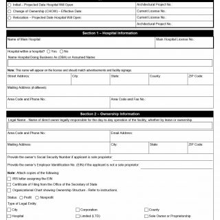 TX HHS Form 3218. Multiple Location Psychiatric Hospital License Application