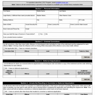 TX HHS Form 3233. Licensed Chemical Dependency Counselor Program Request for Criminal History Evaluation