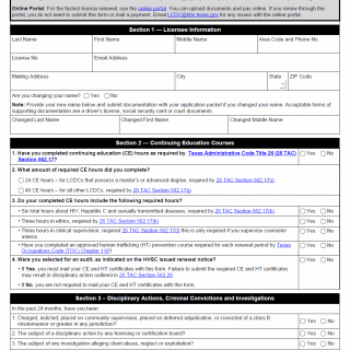 TX HHS Form 3235. Licensed Chemical Dependency Counselor License Renewal Application